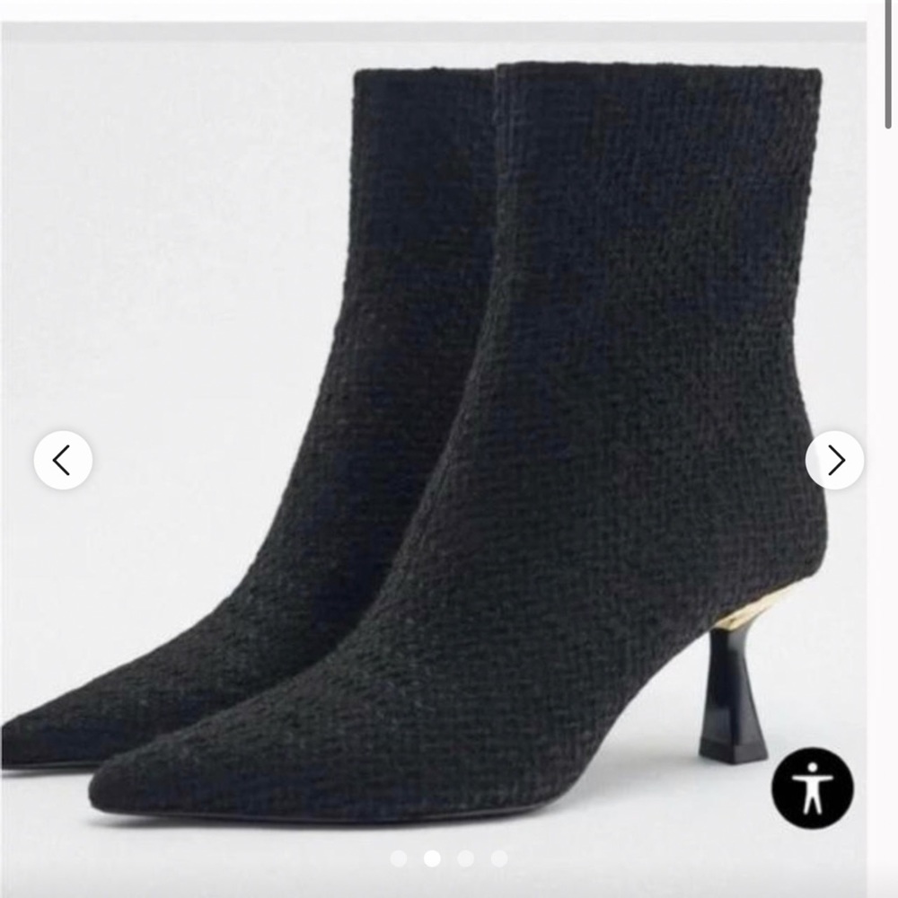 ZARA FABRIC HEELED ANKLE BOOTS